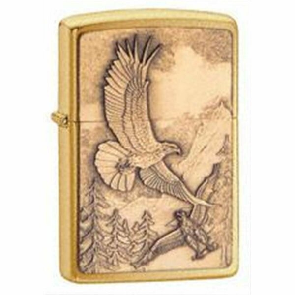 Zippo Windproof Where Eagles Dare Emblem Lighter in Brushed Brass 20854